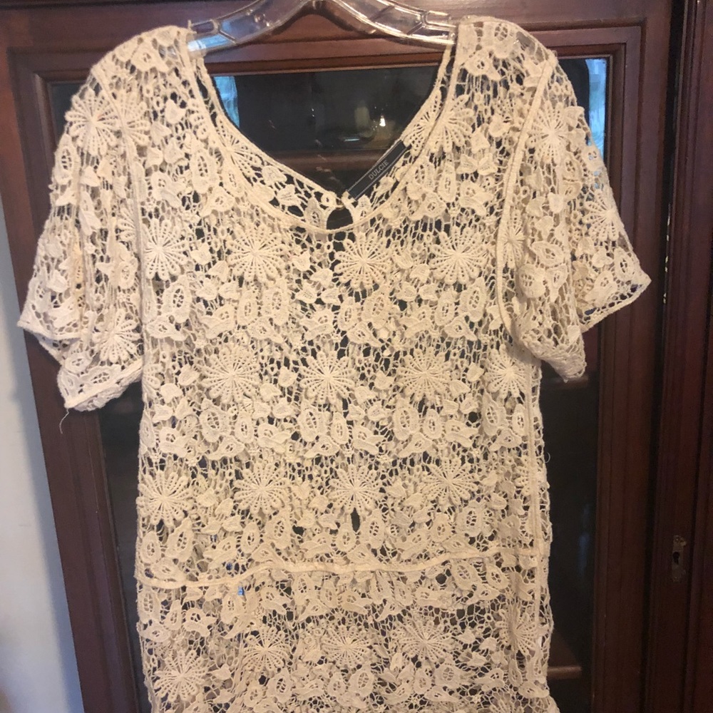 Crocheted ivory top